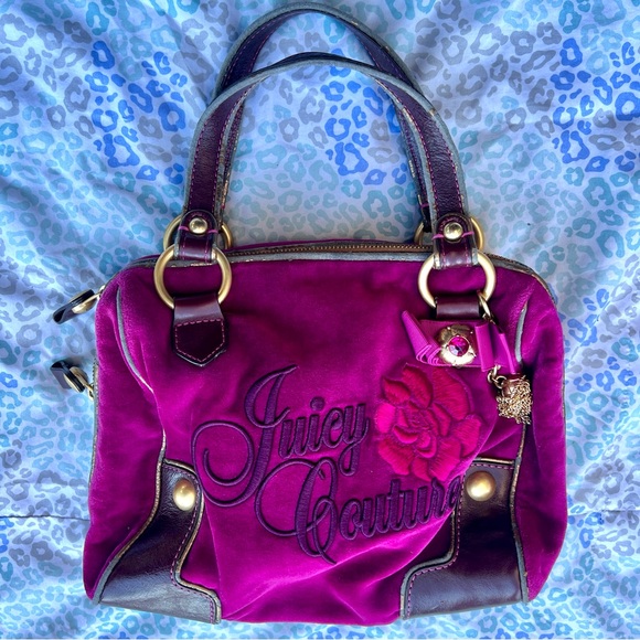Juicy Couture Handbags - Vintage Purple Juicy Couture Purse Handbag Satchel Bag Y2K Velour Mcbling